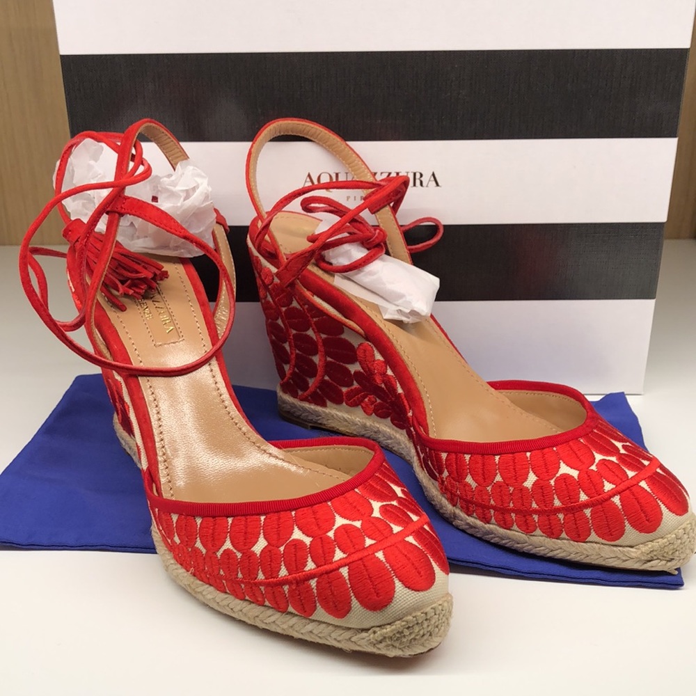 🍒HP🍒Aquazzura Canvas/suede with embroidery Espadrilles.